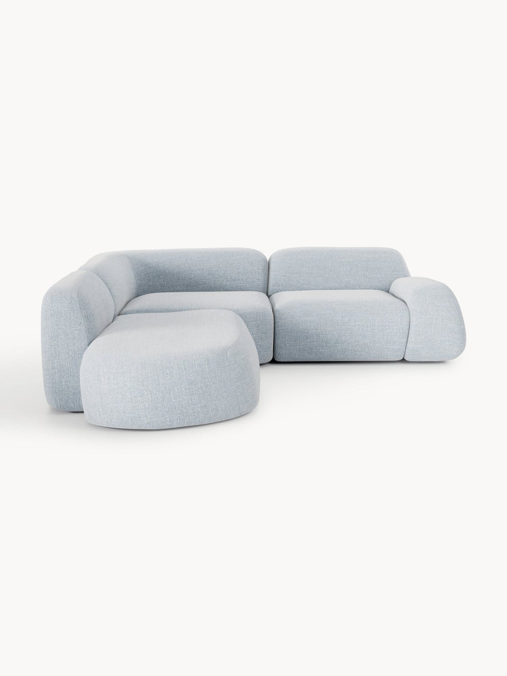 Wolke Modular Bouclé Corner Sofa (4-seater) with Chaise Longue — Pearl Grey
