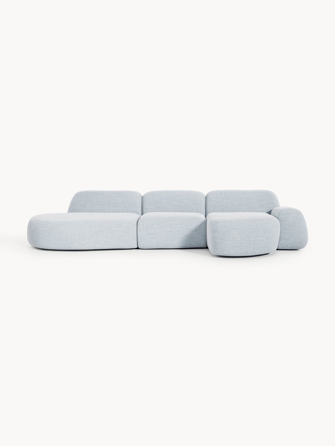 Wolke Modular Bouclé Corner Sofa (4-seater) with Chaise Longue — Mist Grey