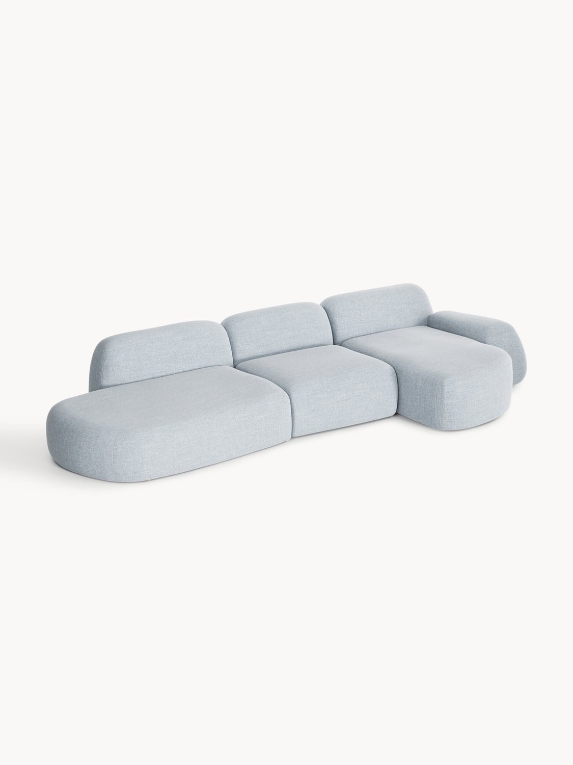Wolke Modular Bouclé Corner Sofa (4-seater) with Chaise Longue — Mist Grey