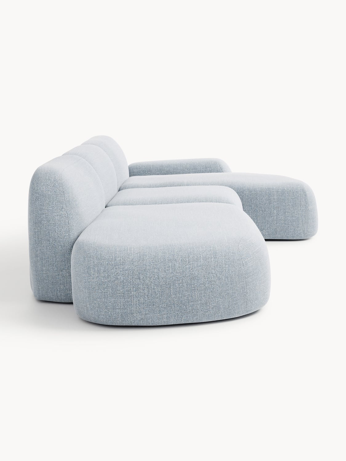 Wolke Modular Bouclé Corner Sofa (4-seater) with Chaise Longue — Mist Grey