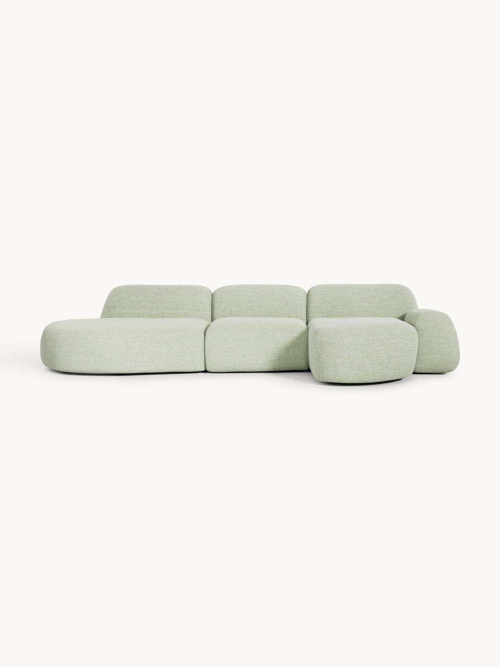 Wolke Modular Bouclé Corner Sofa (4-seater) with Chaise Longue — Dove Grey