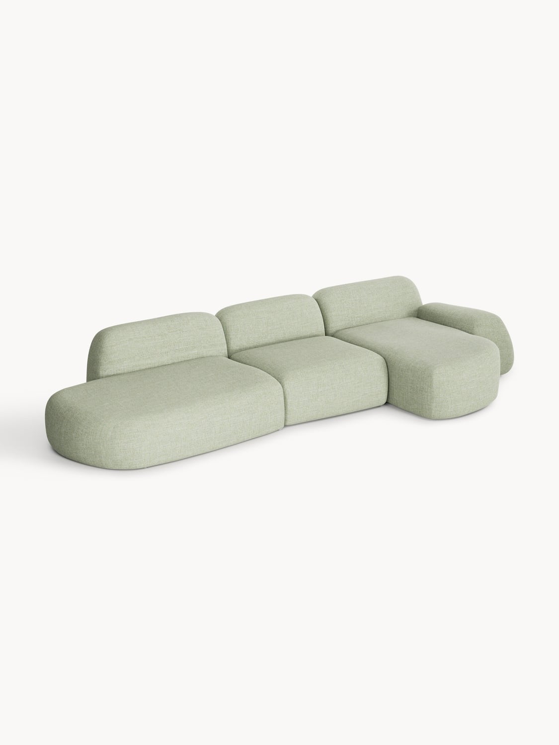Wolke Modular Bouclé Corner Sofa (4-seater) with Chaise Longue — Dove Grey