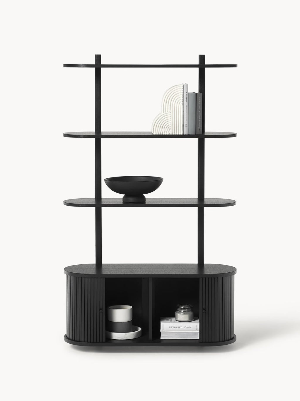 Calary Wall Shelf with Fluted Front — Slate Grey