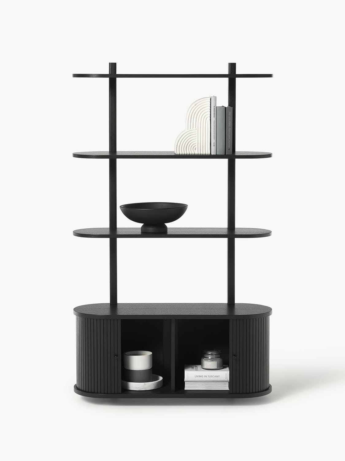 Calary Wall Shelf with Fluted Front — Slate Grey