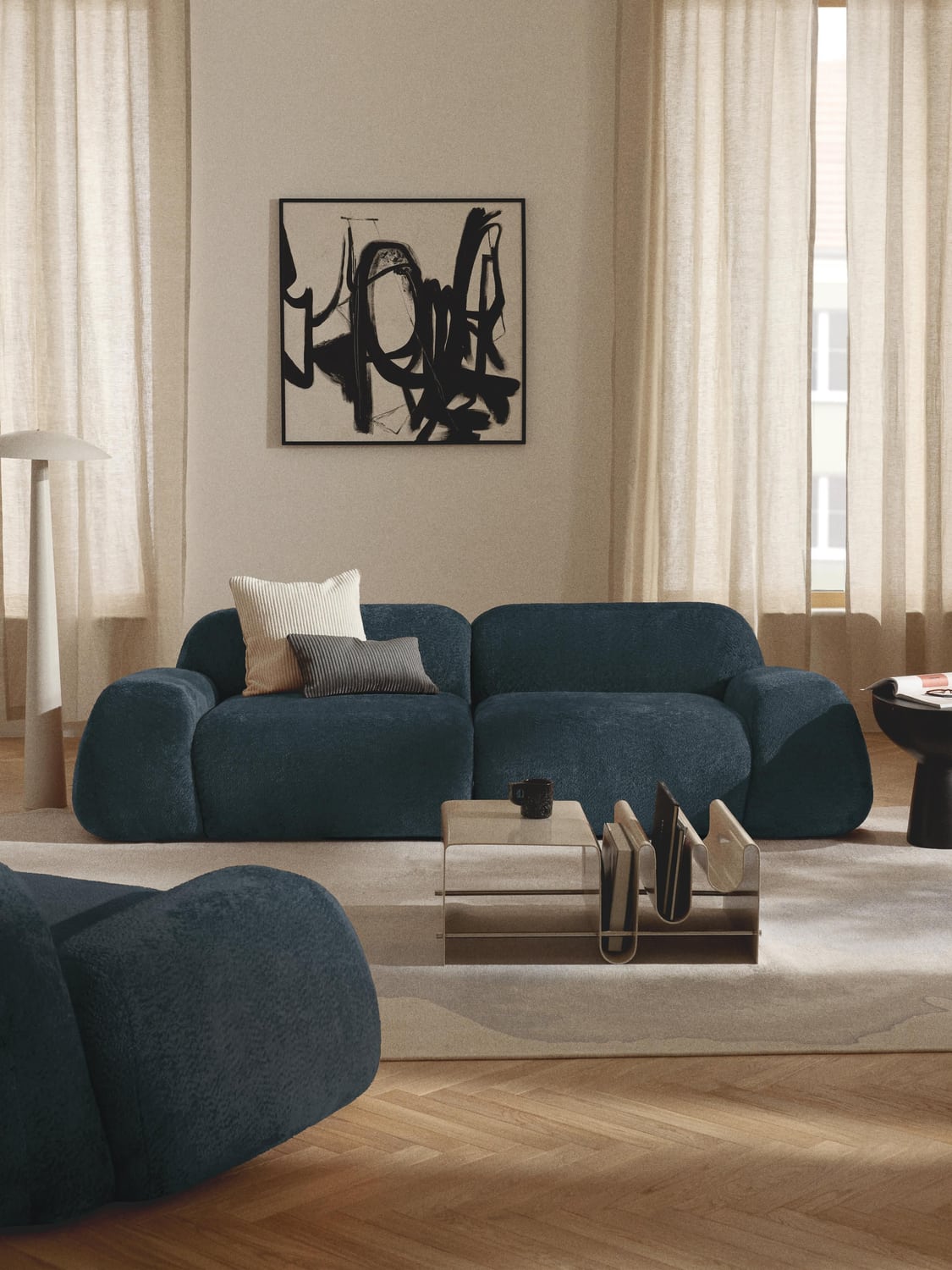 Wolke Modular Teddy Bouclé Sofa (3-seater) — Teal