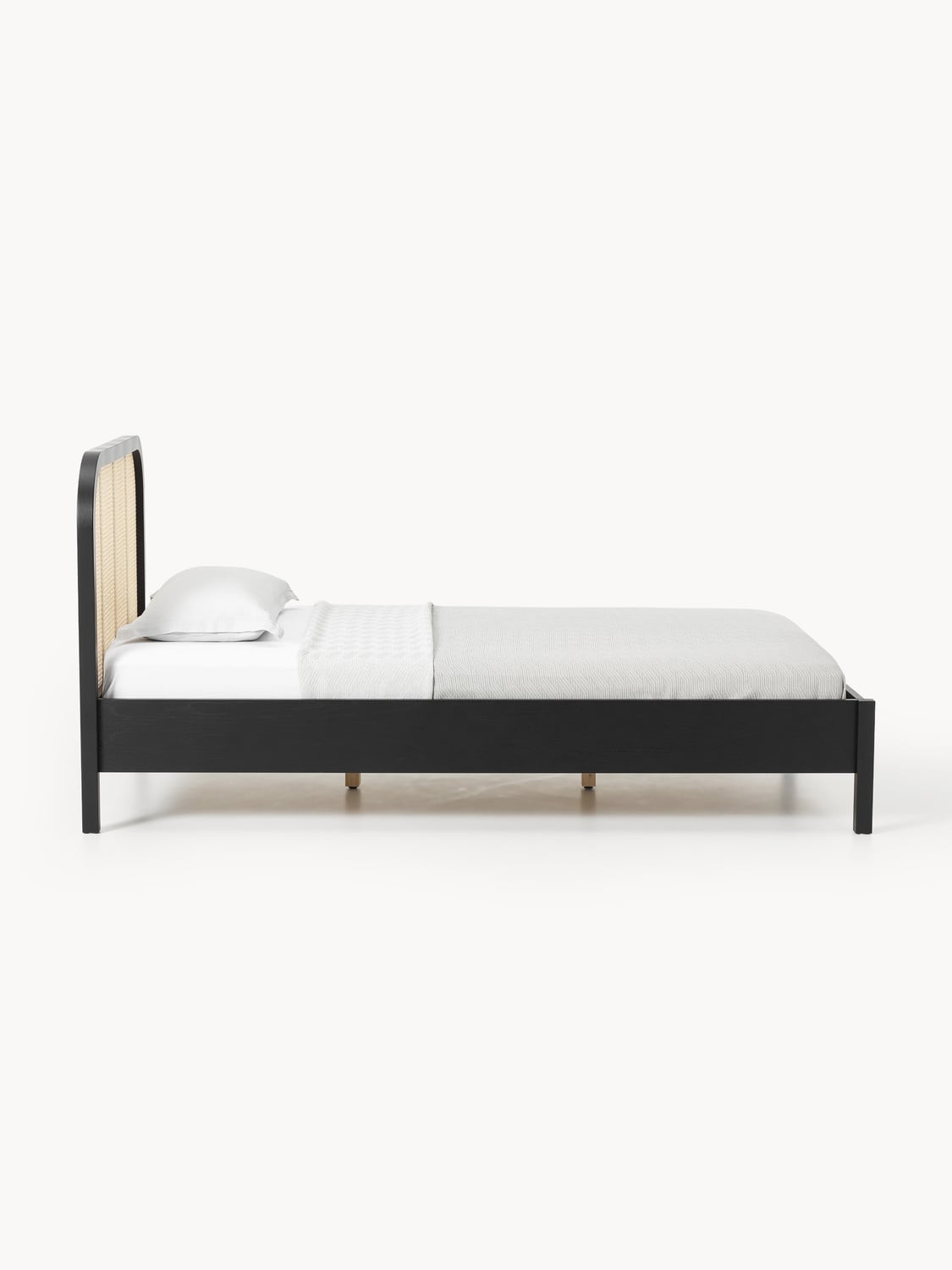 Jones Wood-Single Bed with Headboard in Viennese Cane — Sage