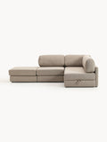 Ladina Bouclé-Corner Sofa Bed with Storage — Warm Grey