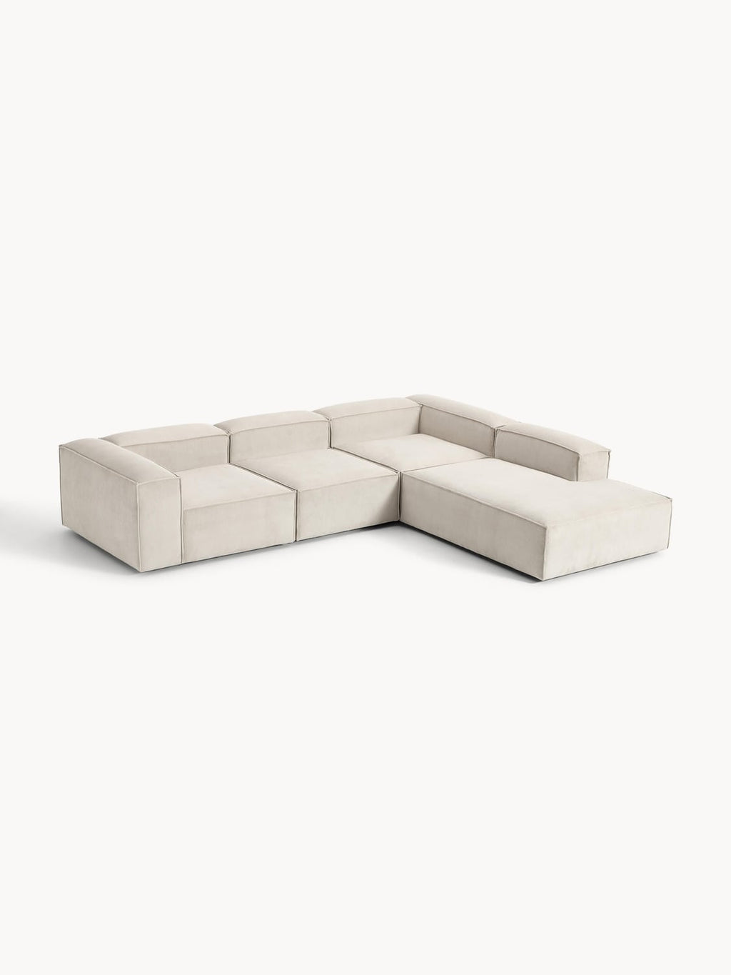 Lennon Modular XL Corner Sofa (4-seater) in Corduroy — Light Grey