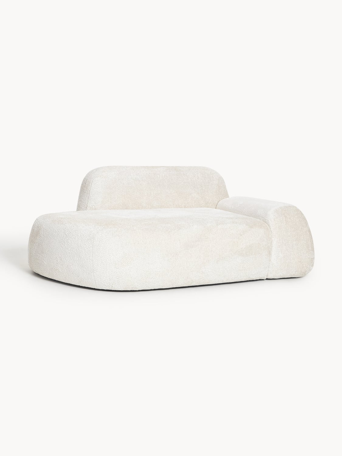 Wolke Teddy Bouclé Sofa (2-seater) with Chaise Longue — Off-White
