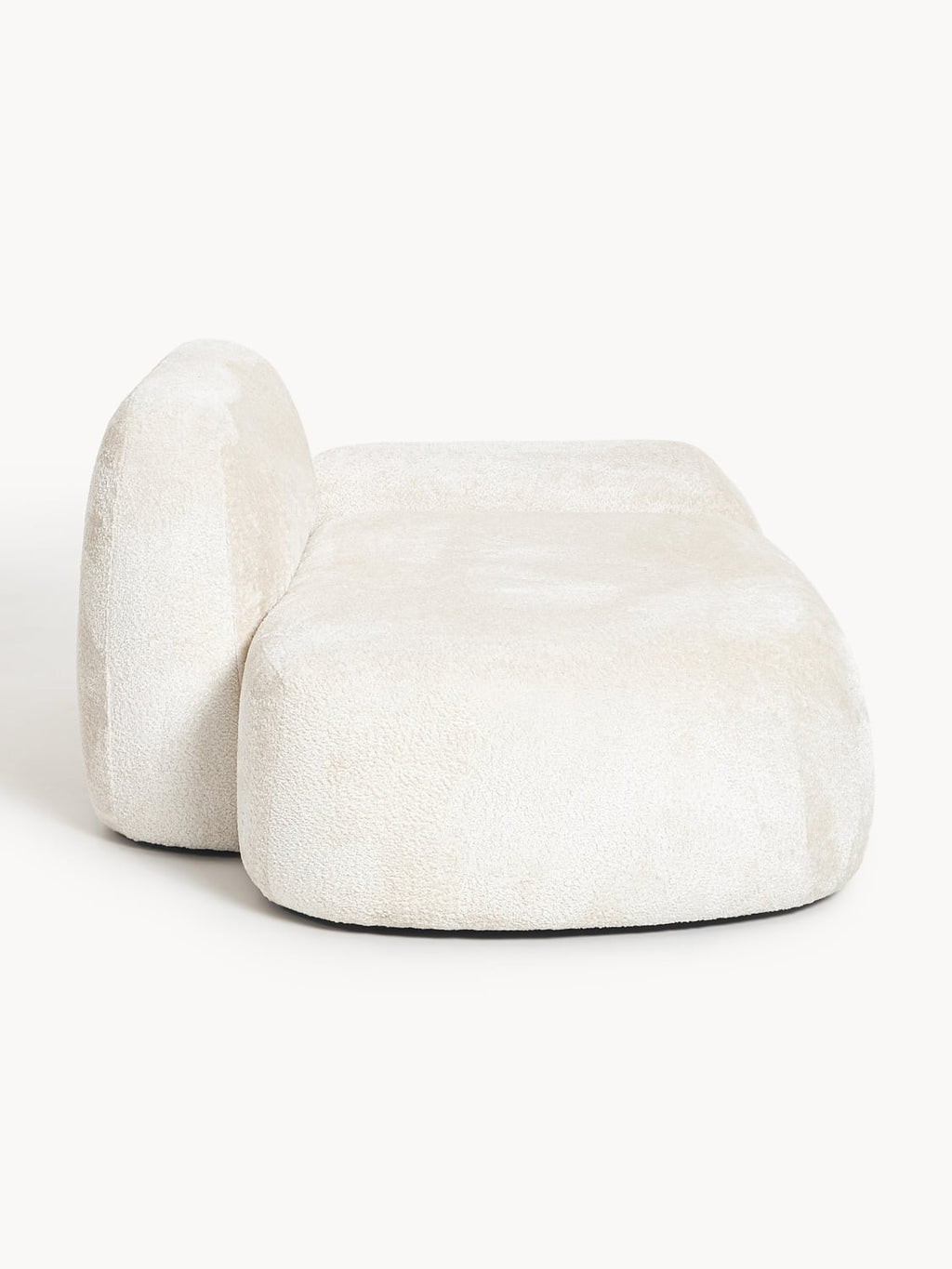Wolke Teddy Bouclé Sofa (2-seater) with Chaise Longue — Off-White