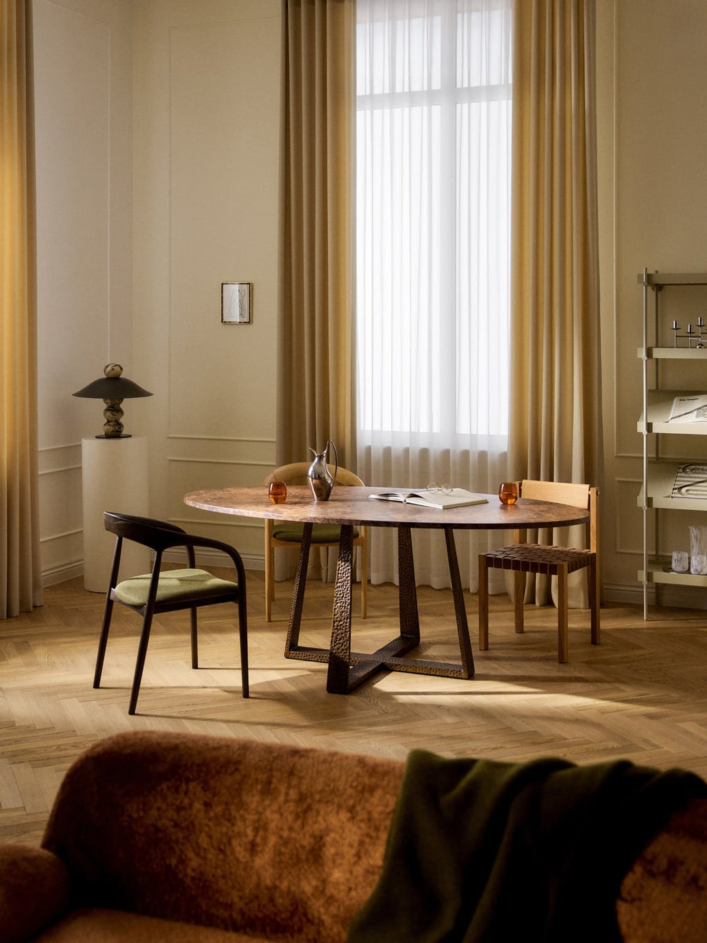Amella Oval Dining Table, in various sizes — Taupe
