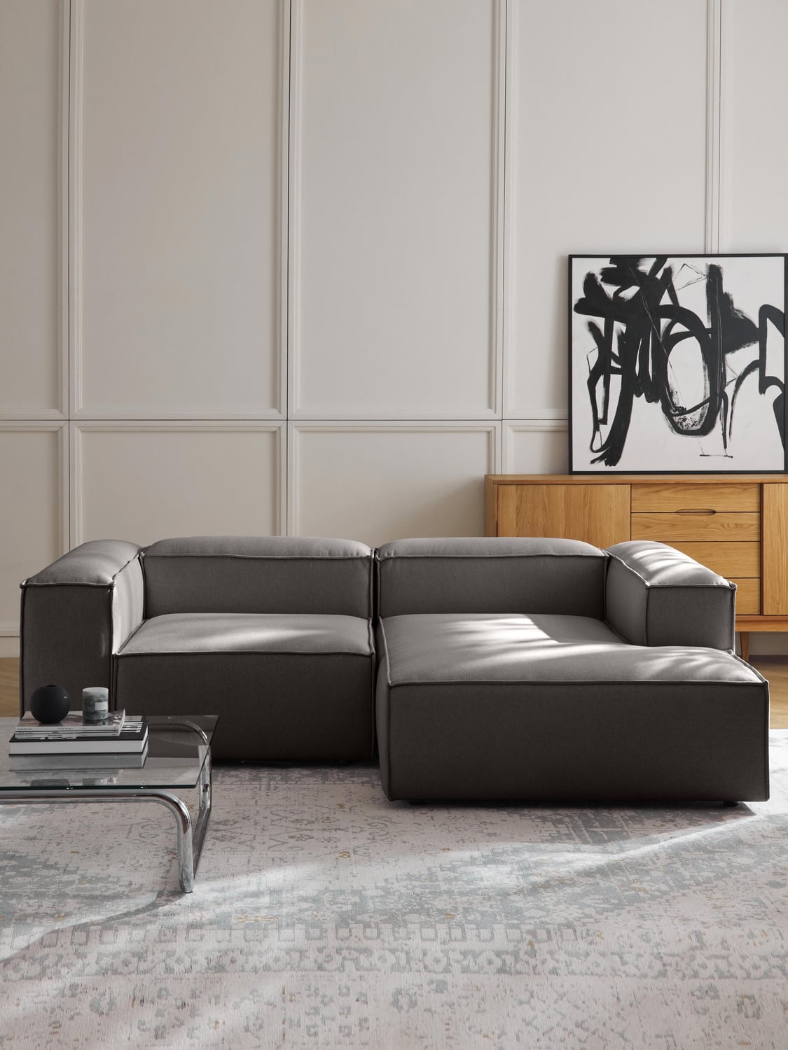 Lennon Ottoman Corner Module — Dark Grey