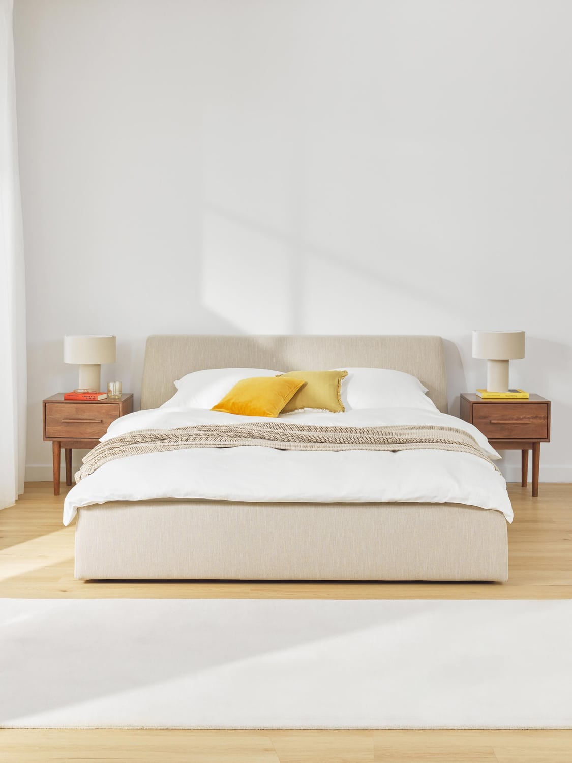 Cloud Upholstered Bed — Light Grey