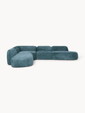 Wolke XL Modular Teddy Bouclé Corner Sofa with Chaise Longue — Petrol Blue