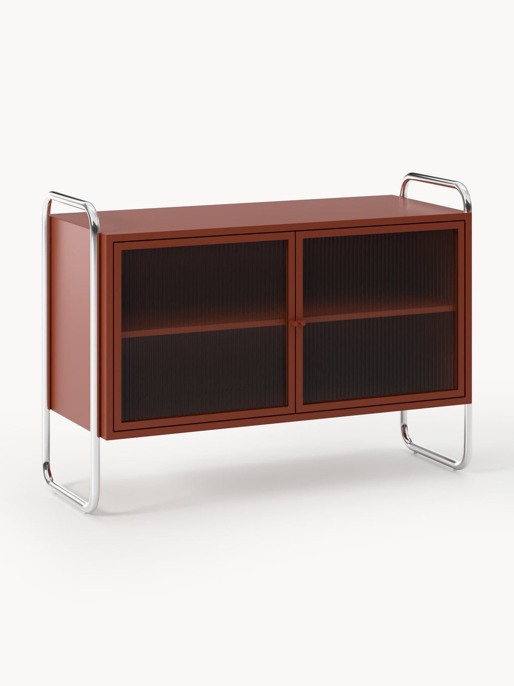 Robyn Metal-Sideboard with Glass-Front — Chocolate