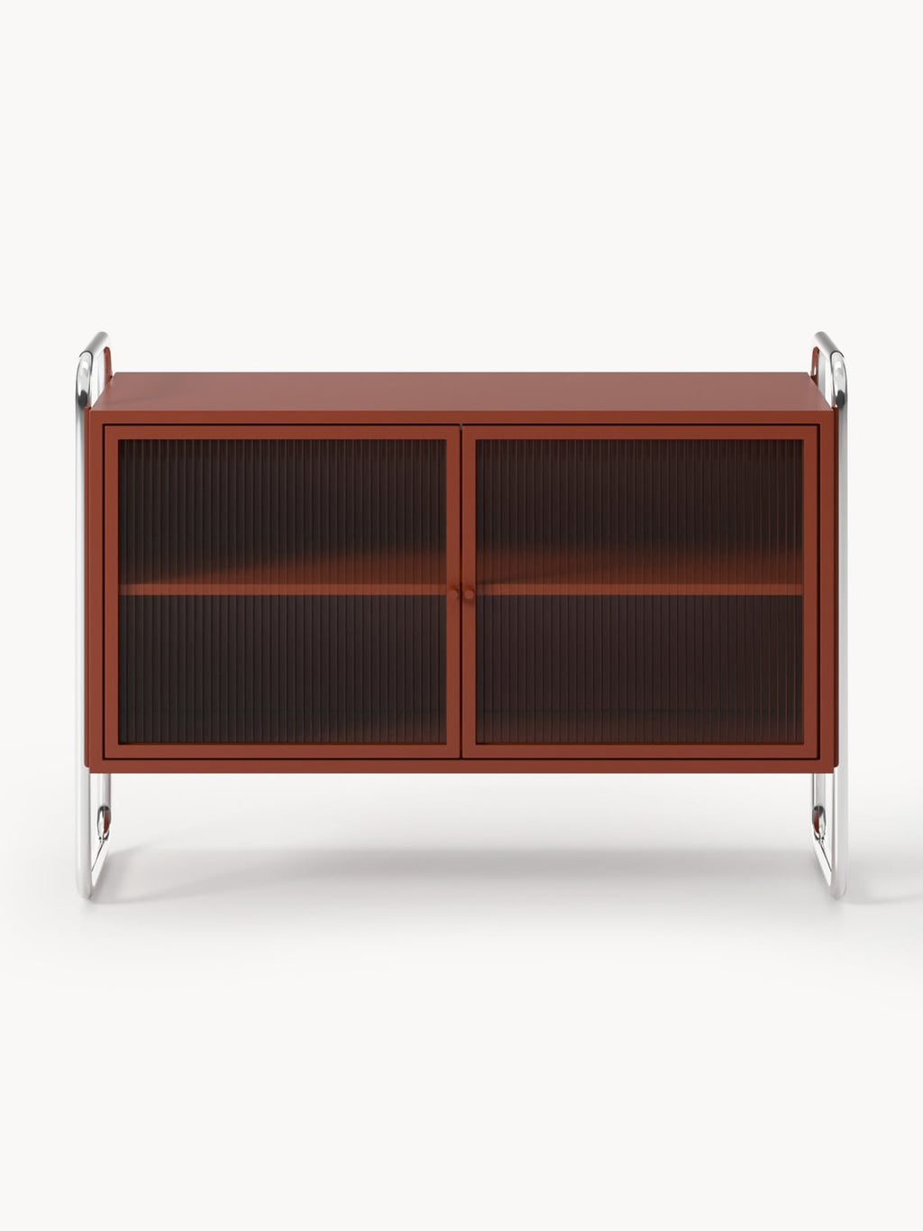 Robyn Metal-Sideboard with Glass-Front — Chocolate