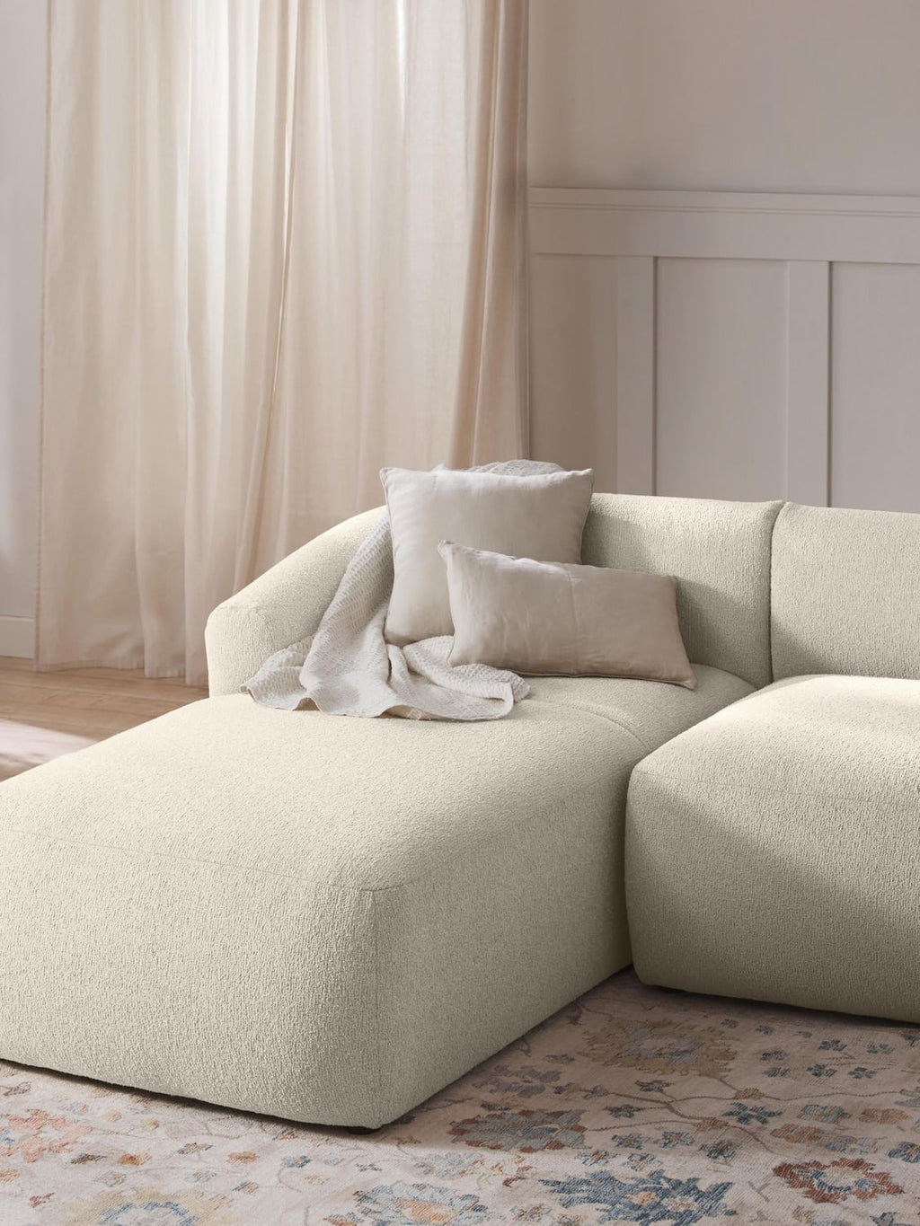 Sofia Bouclé-Chaise-Corner Module — Ivory
