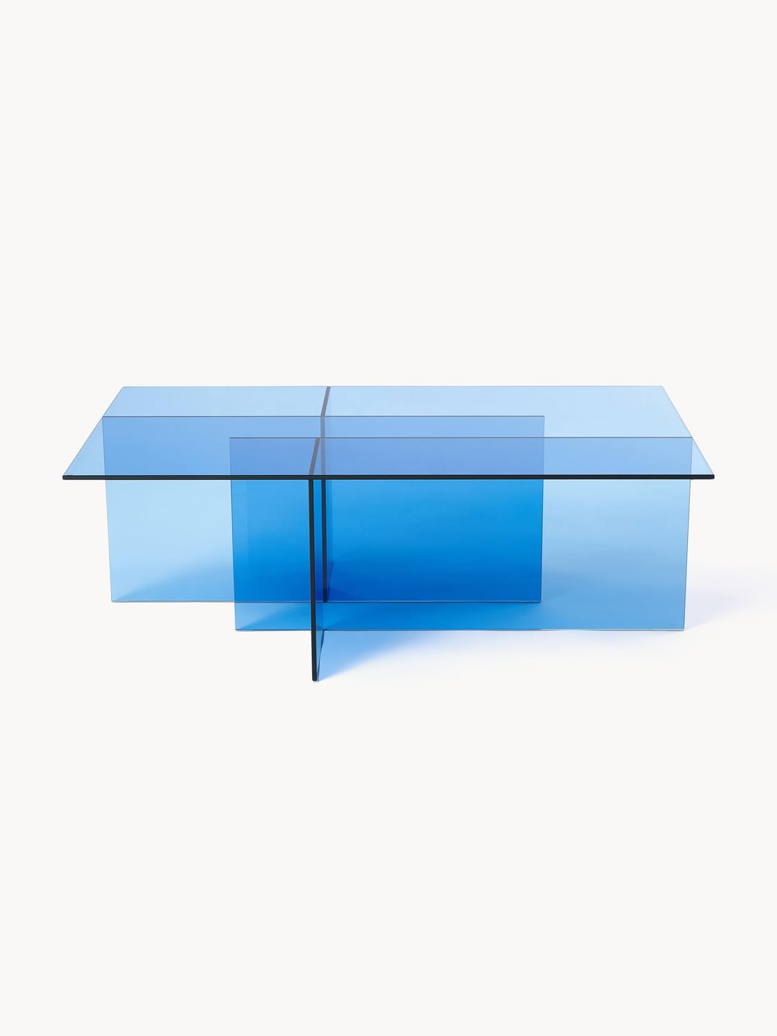 Anouk Glass-Coffee Table, B 102 cm — Light Blue