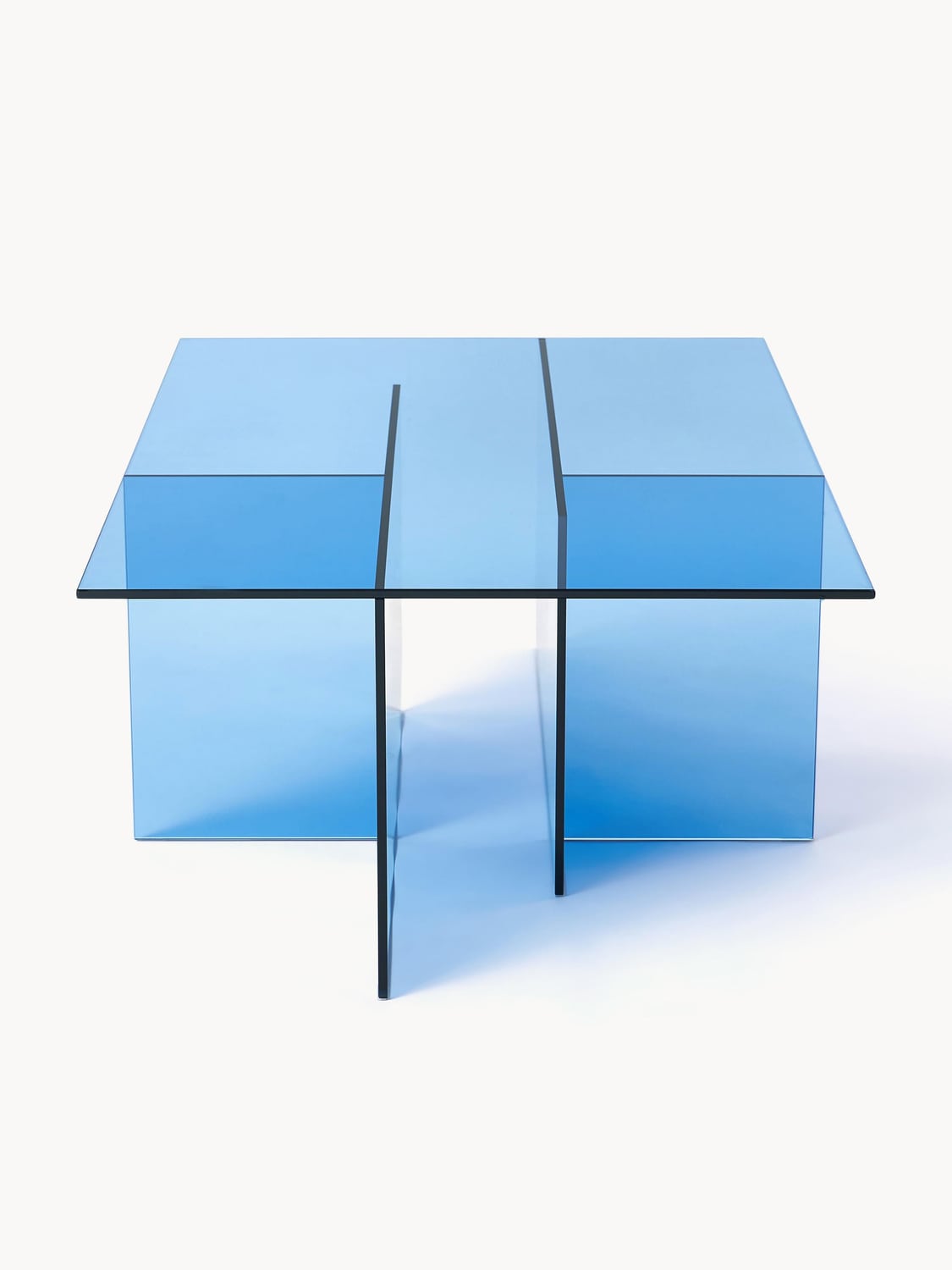 Anouk Glass-Coffee Table, B 102 cm — Light Blue