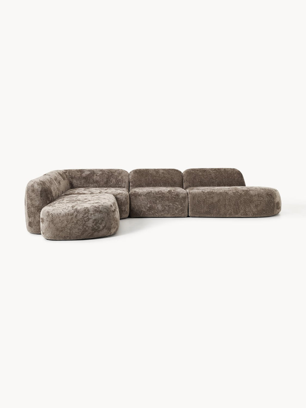 Wolke XL Modular Teddy Bouclé Corner Sofa with Chaise Longue — Dark Grey