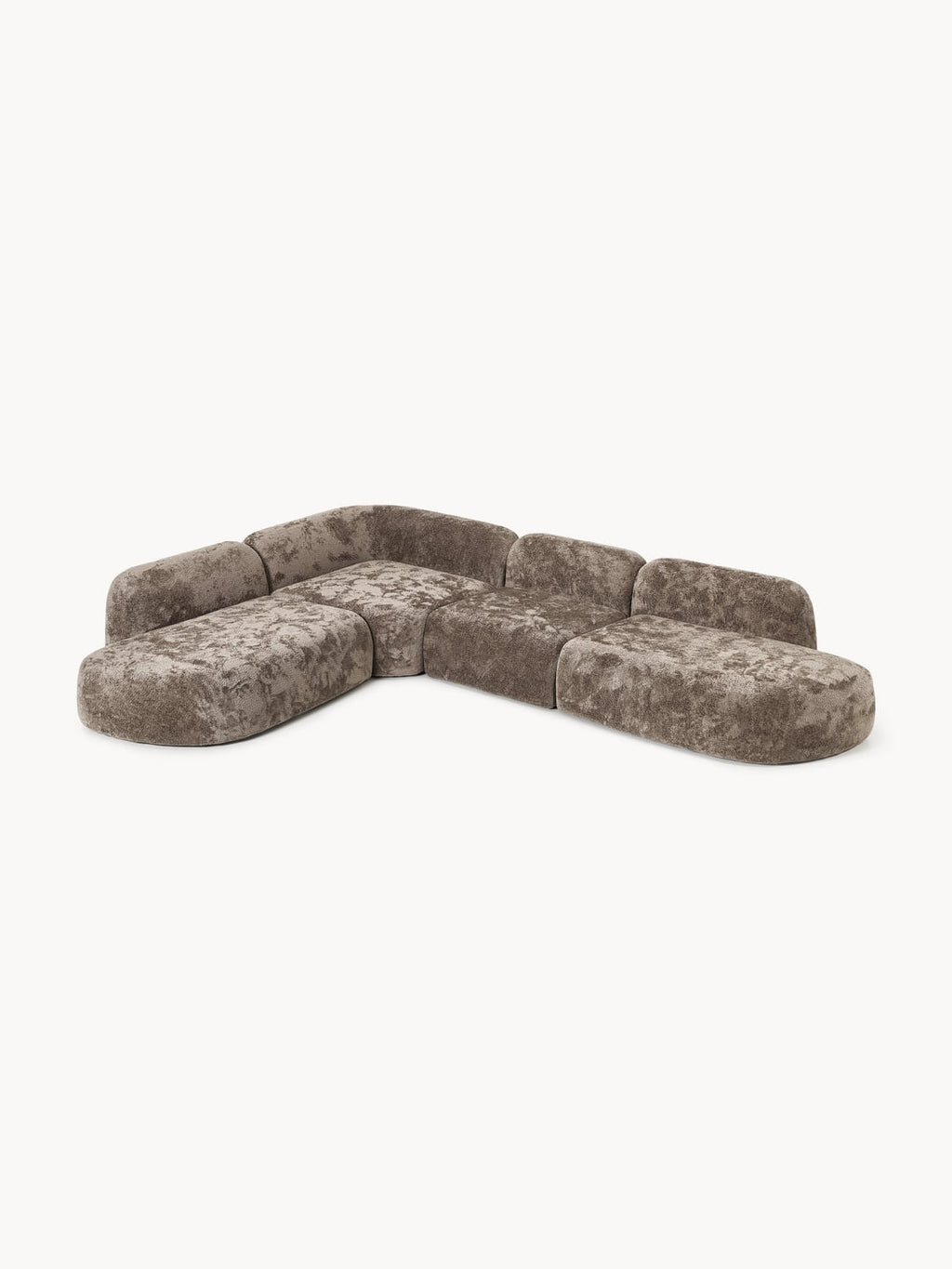 Wolke XL Modular Teddy Bouclé Corner Sofa with Chaise Longue — Dark Grey