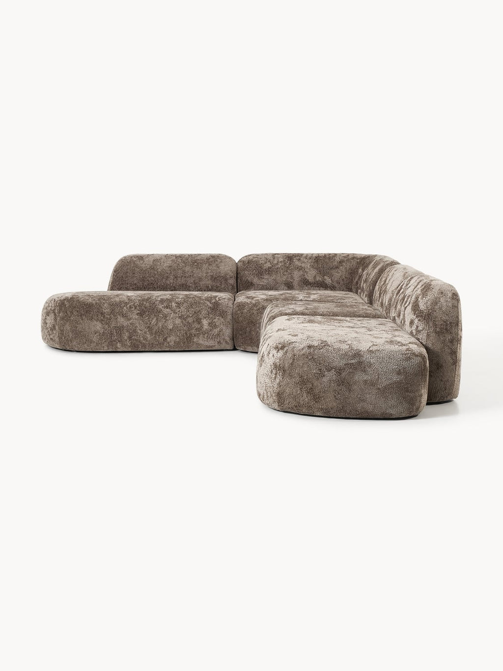 Wolke XL Modular Teddy Bouclé Corner Sofa with Chaise Longue — Dark Grey