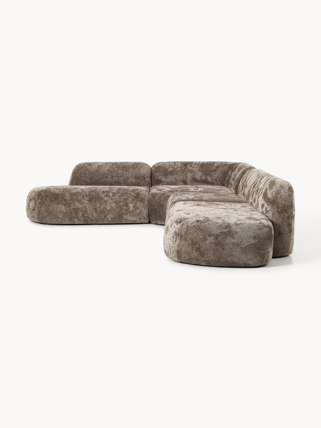Wolke XL Modular Teddy Bouclé Corner Sofa with Chaise Longue — Dark Grey