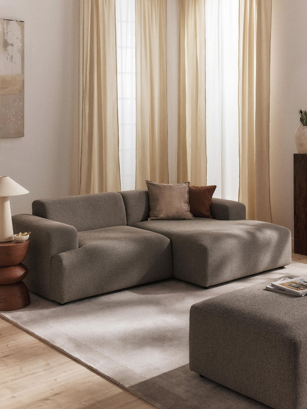 Melva Corner Sofa (3-seater) — Slate Grey