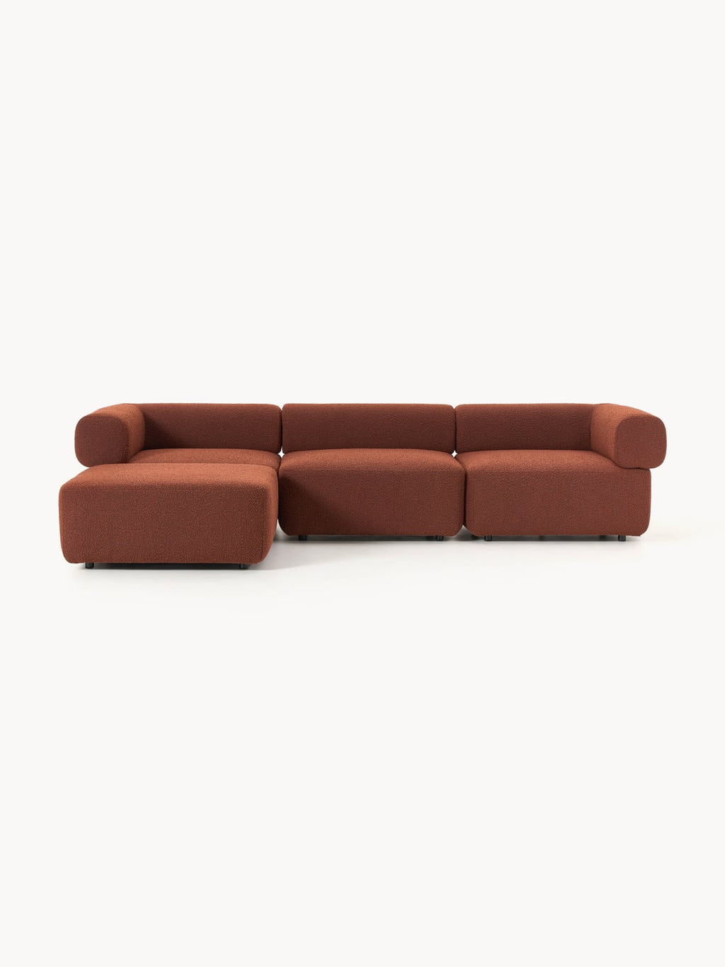 Anton Modular Bouclé Sofa (4-seater) with Ottoman (left/right) — Chocolate