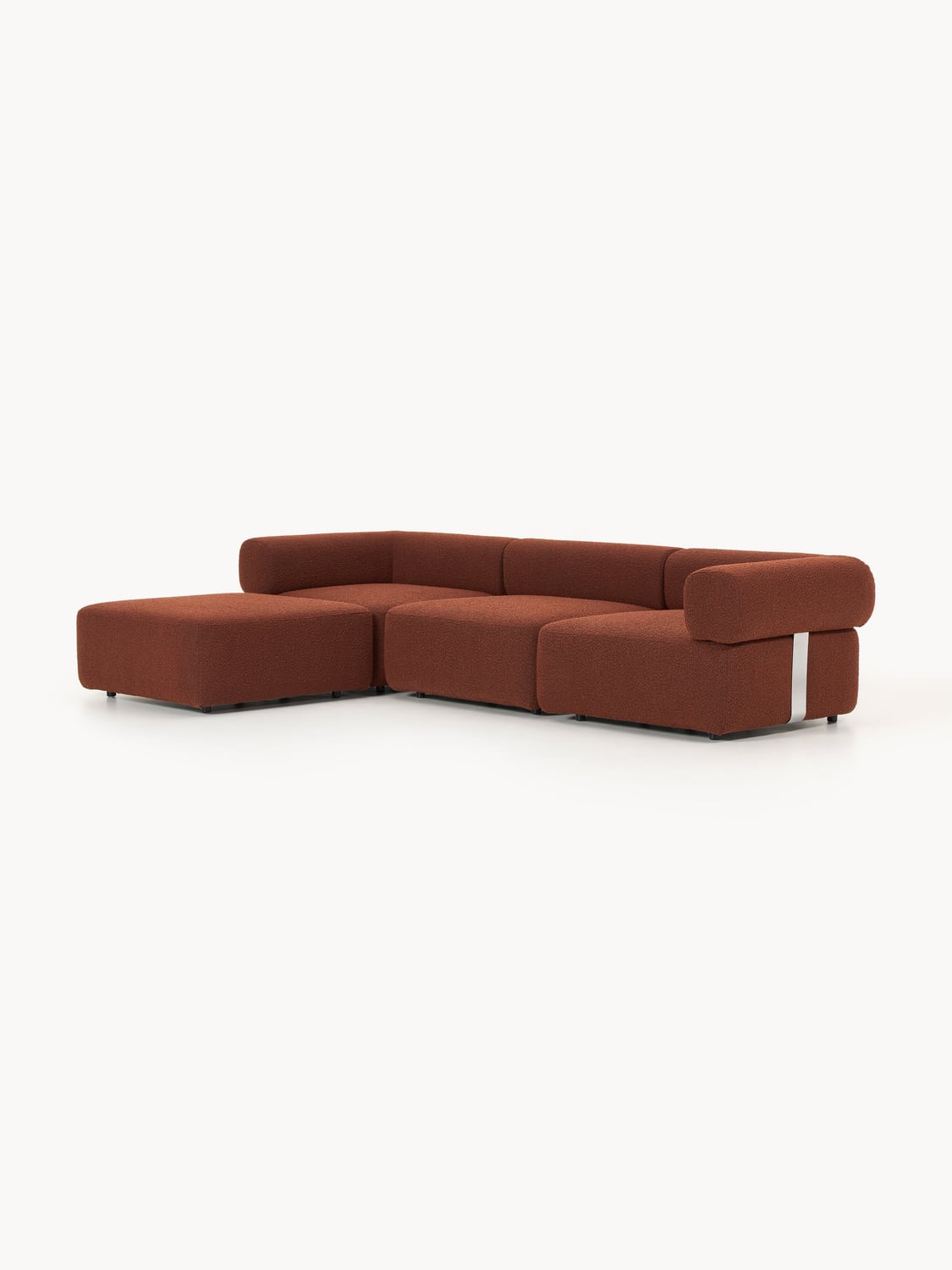 Anton Modular Bouclé Sofa (4-seater) with Ottoman (left/right) — Chocolate