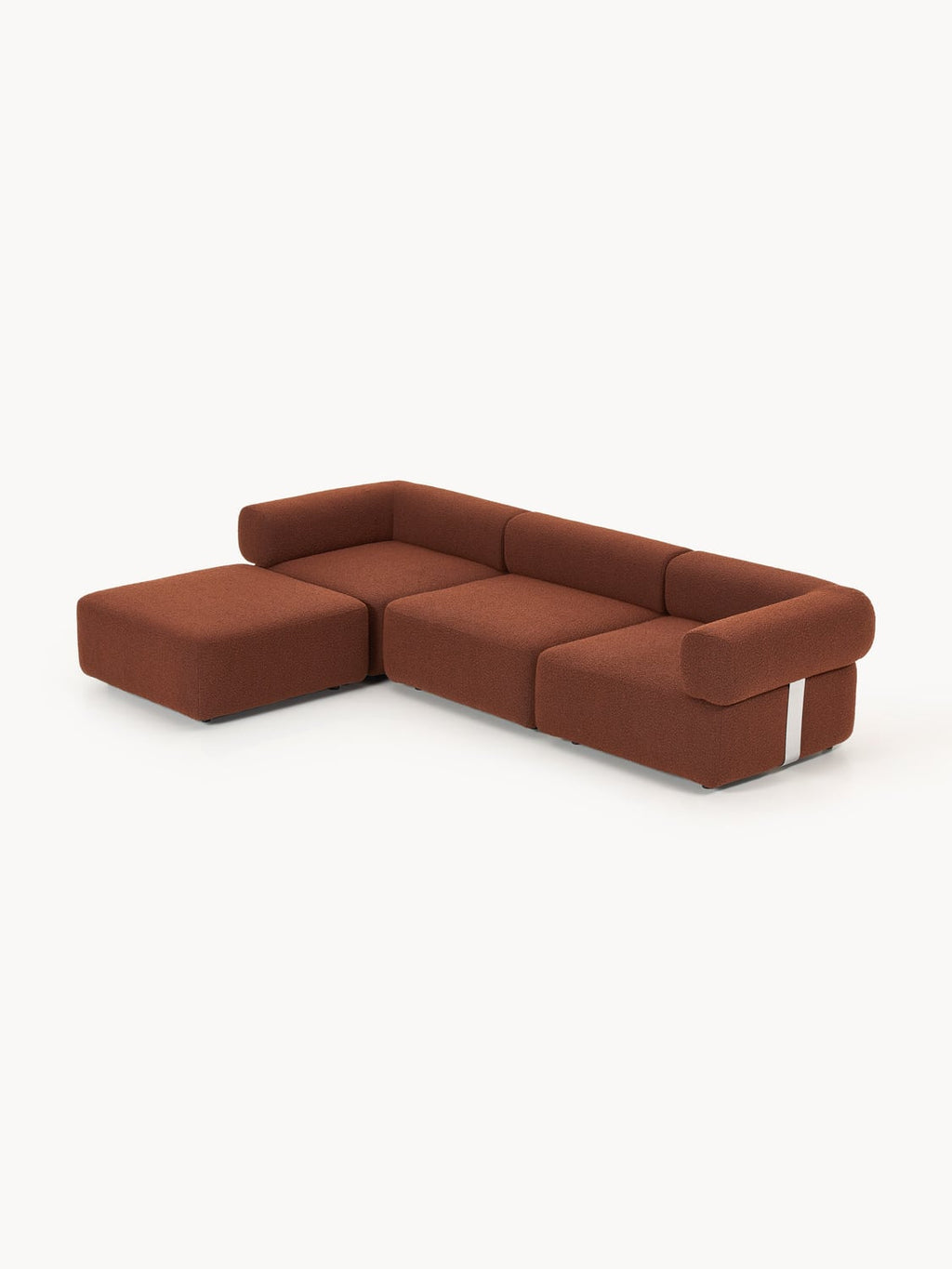 Anton Modular Bouclé Sofa (4-seater) with Ottoman (left/right) — Chocolate