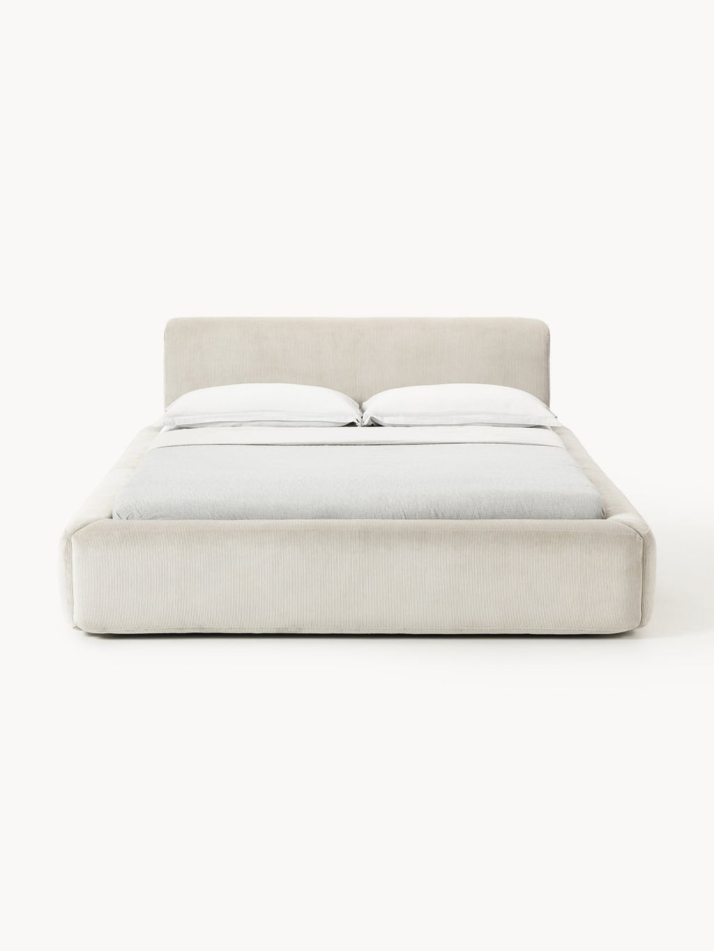 Melva Upholstered Bed with Storage — Light Grey