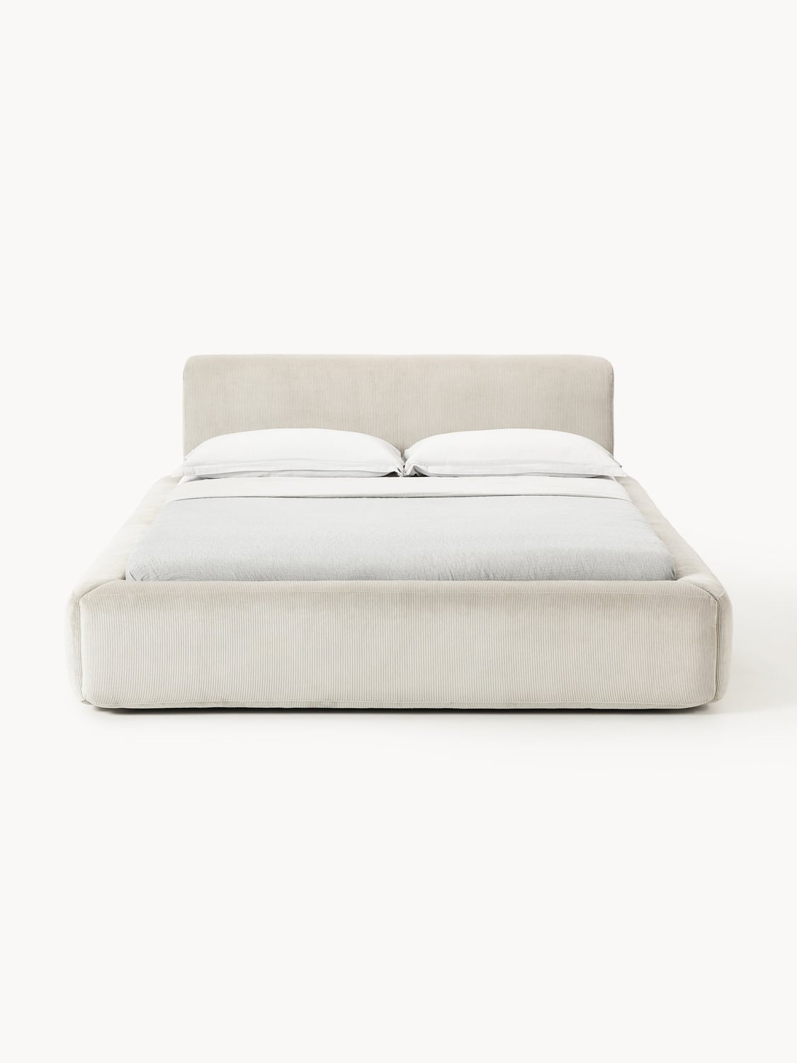 Melva Upholstered Bed with Storage — Light Grey