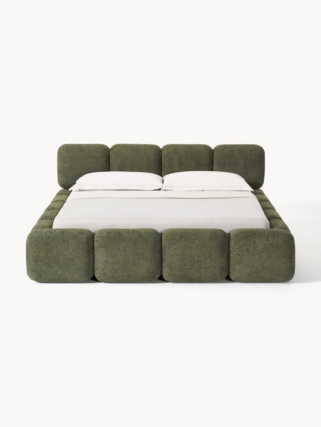 Tayla Upholstered Bed in Teddy Bouclé — Taupe