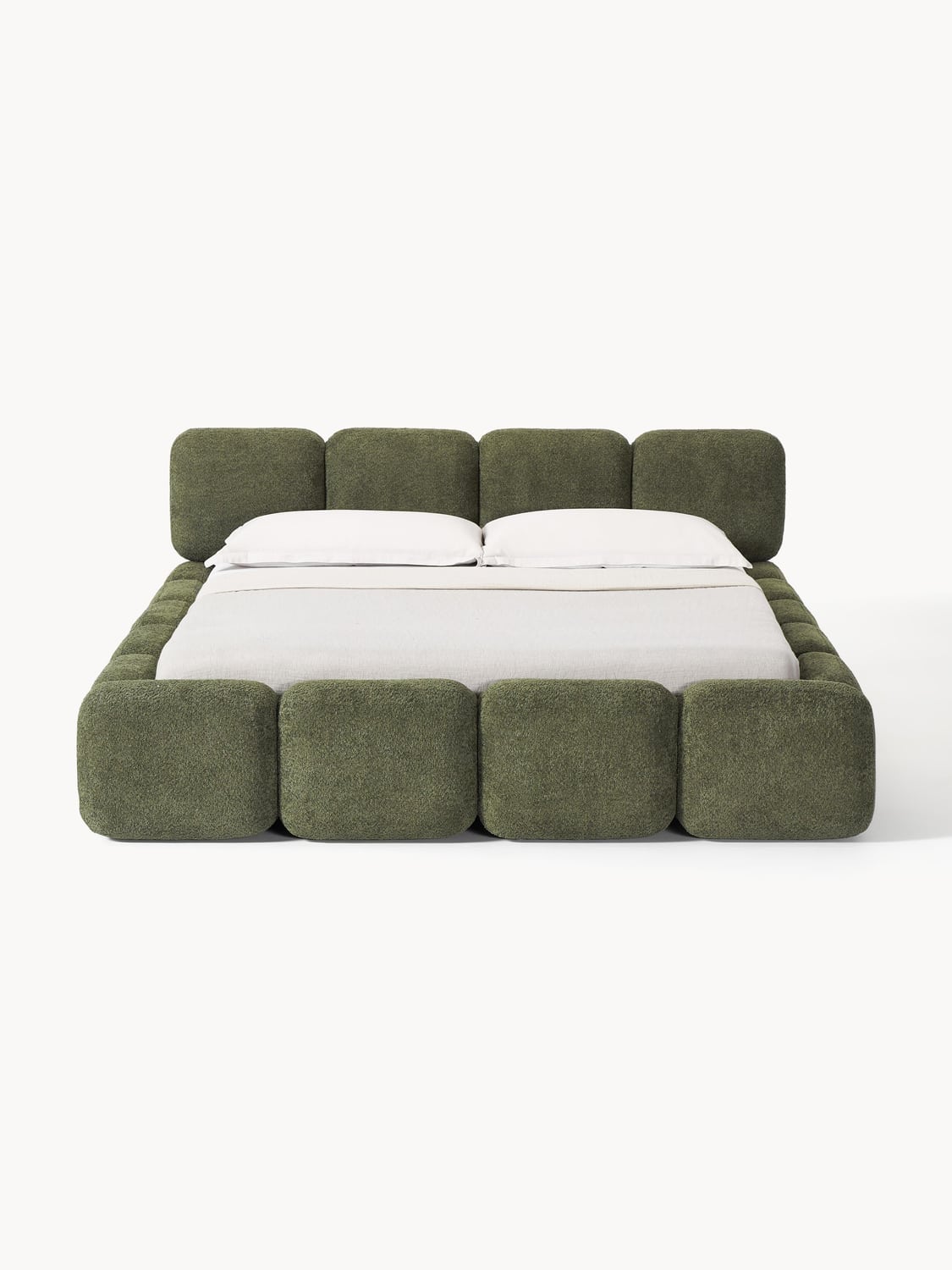 Tayla Upholstered Bed in Teddy Bouclé — Taupe
