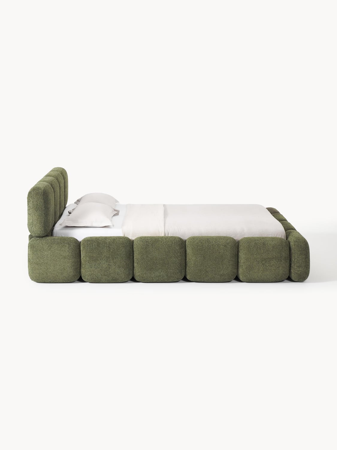 Tayla Upholstered Bed in Teddy Bouclé — Taupe