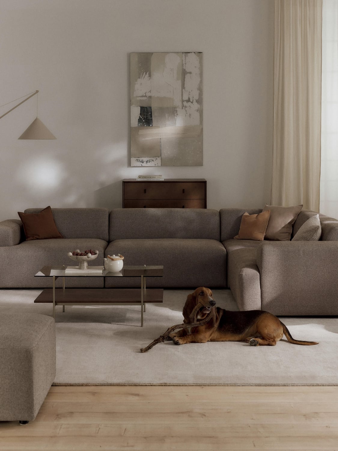Melva Large Corner Sofa (4-seater) — Greige
