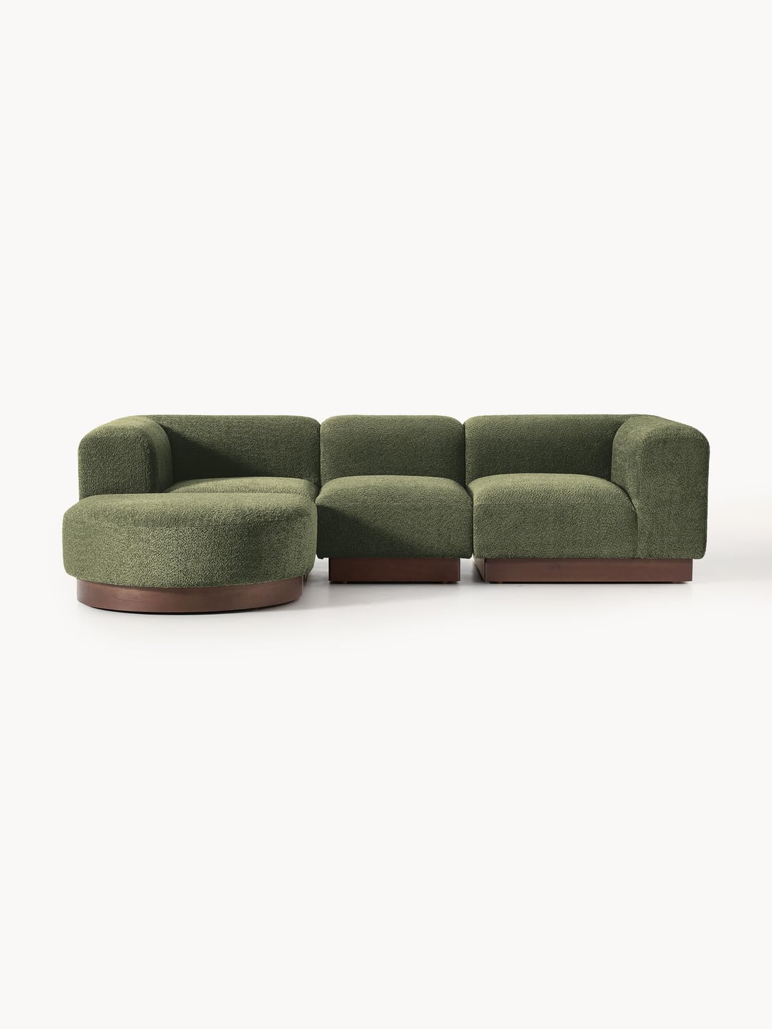 Natalie Modular Sofa (3-seater) in Teddy Bouclé with Ottoman (left/right) — Dark Grey