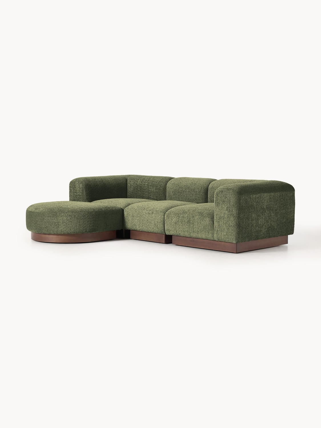 Natalie Modular Sofa (3-seater) in Teddy Bouclé with Ottoman (left/right) — Dark Grey