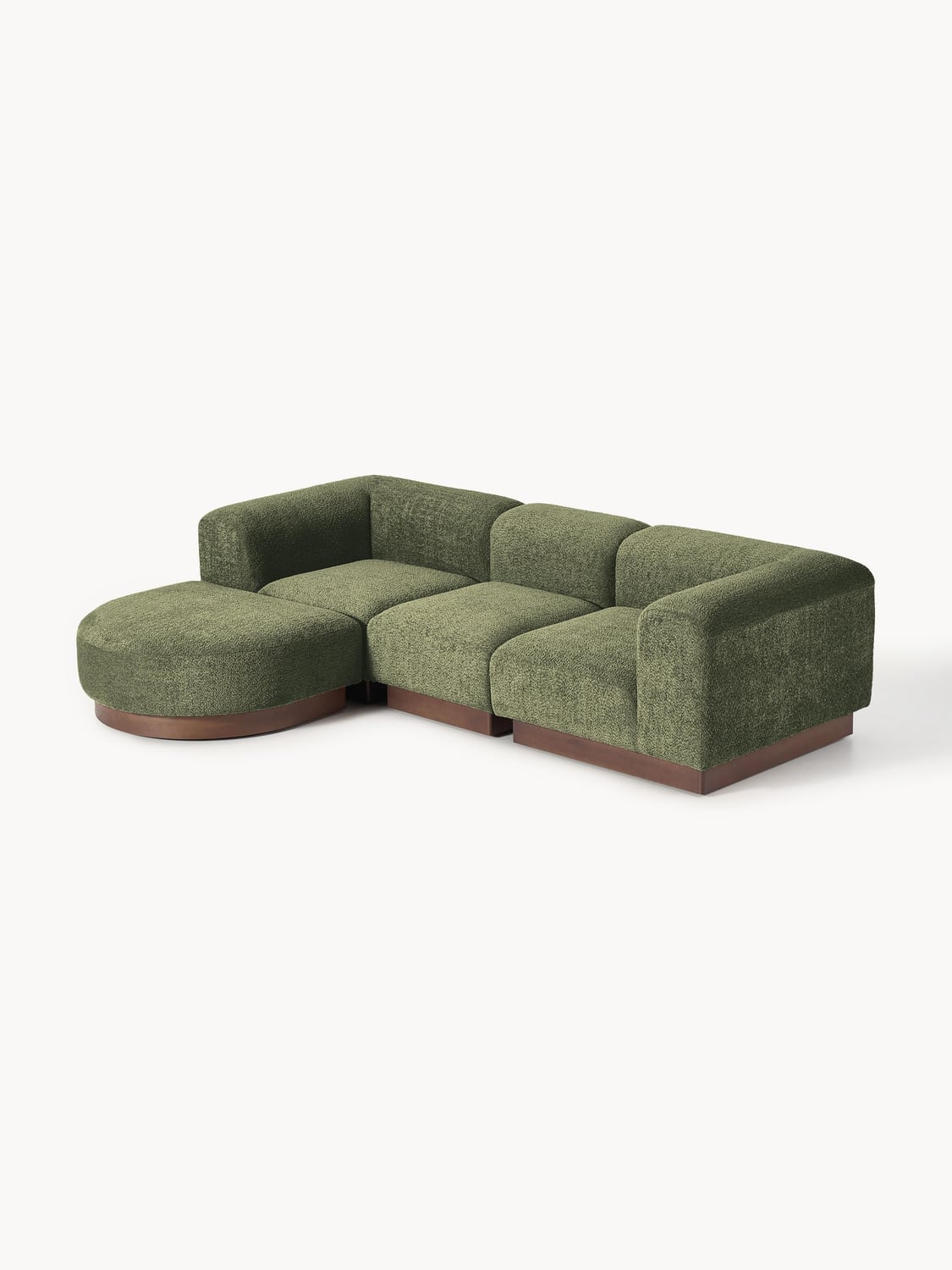 Natalie Modular Sofa (3-seater) in Teddy Bouclé with Ottoman (left/right) — Dark Grey