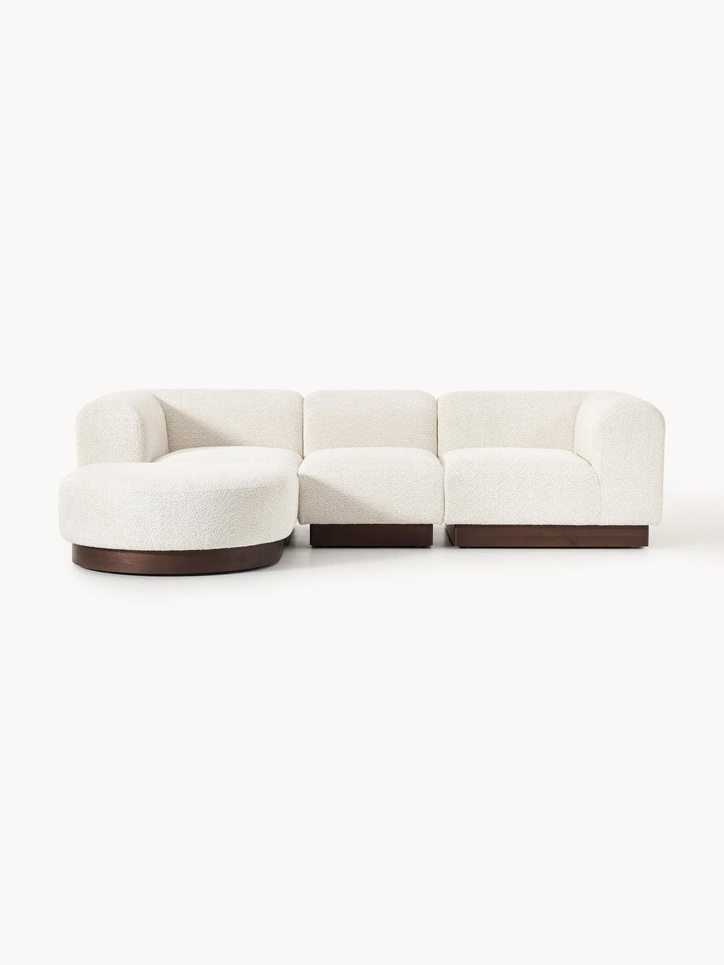 Natalie Modular Sofa (3-seater) in Teddy Bouclé with Ottoman (left/right) — Light Grey