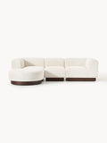 Natalie Modular Sofa (3-seater) in Teddy Bouclé with Ottoman (left/right) — Light Grey