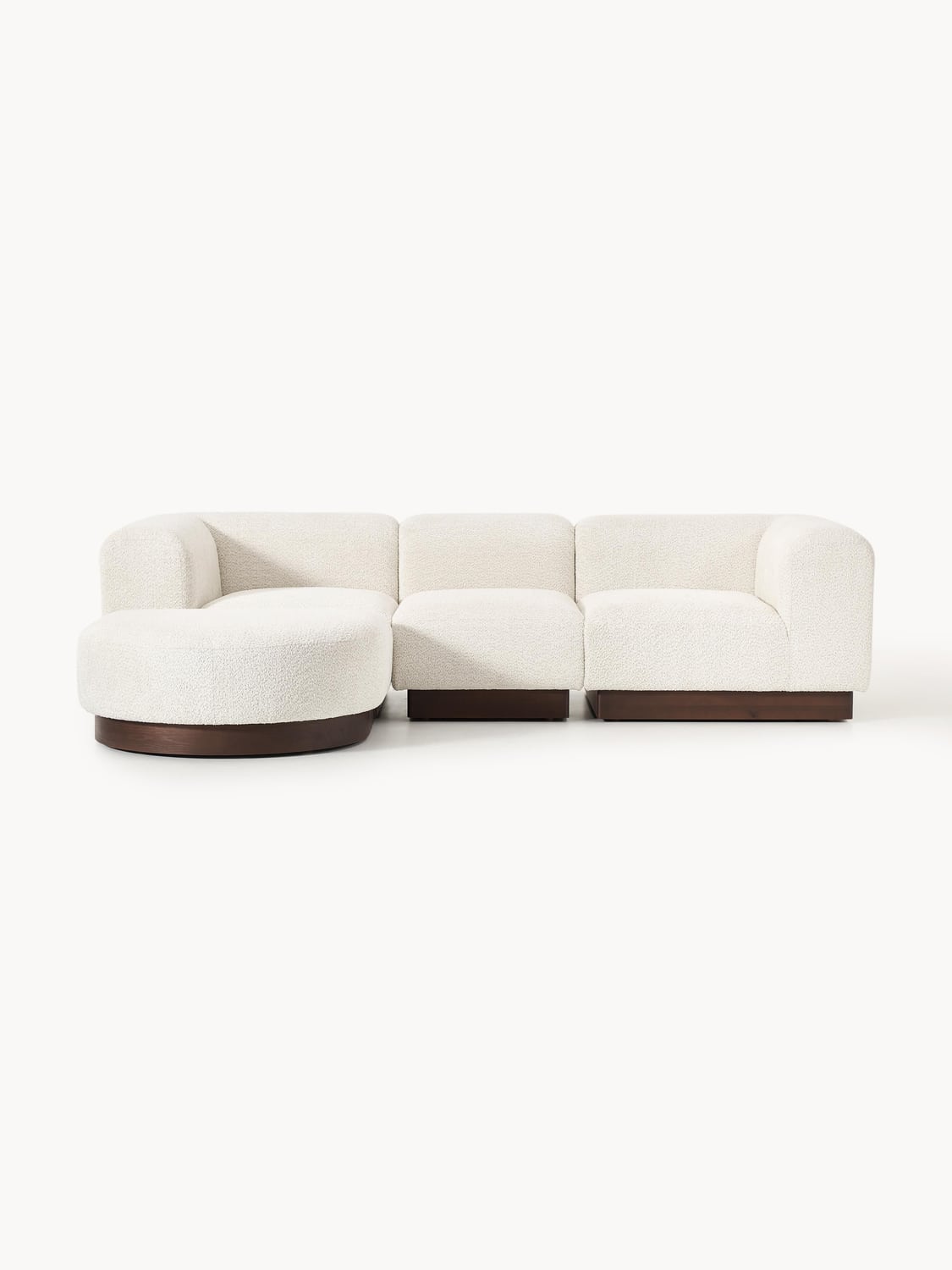 Natalie Modular Sofa (3-seater) in Teddy Bouclé with Ottoman (left/right) — Light Grey