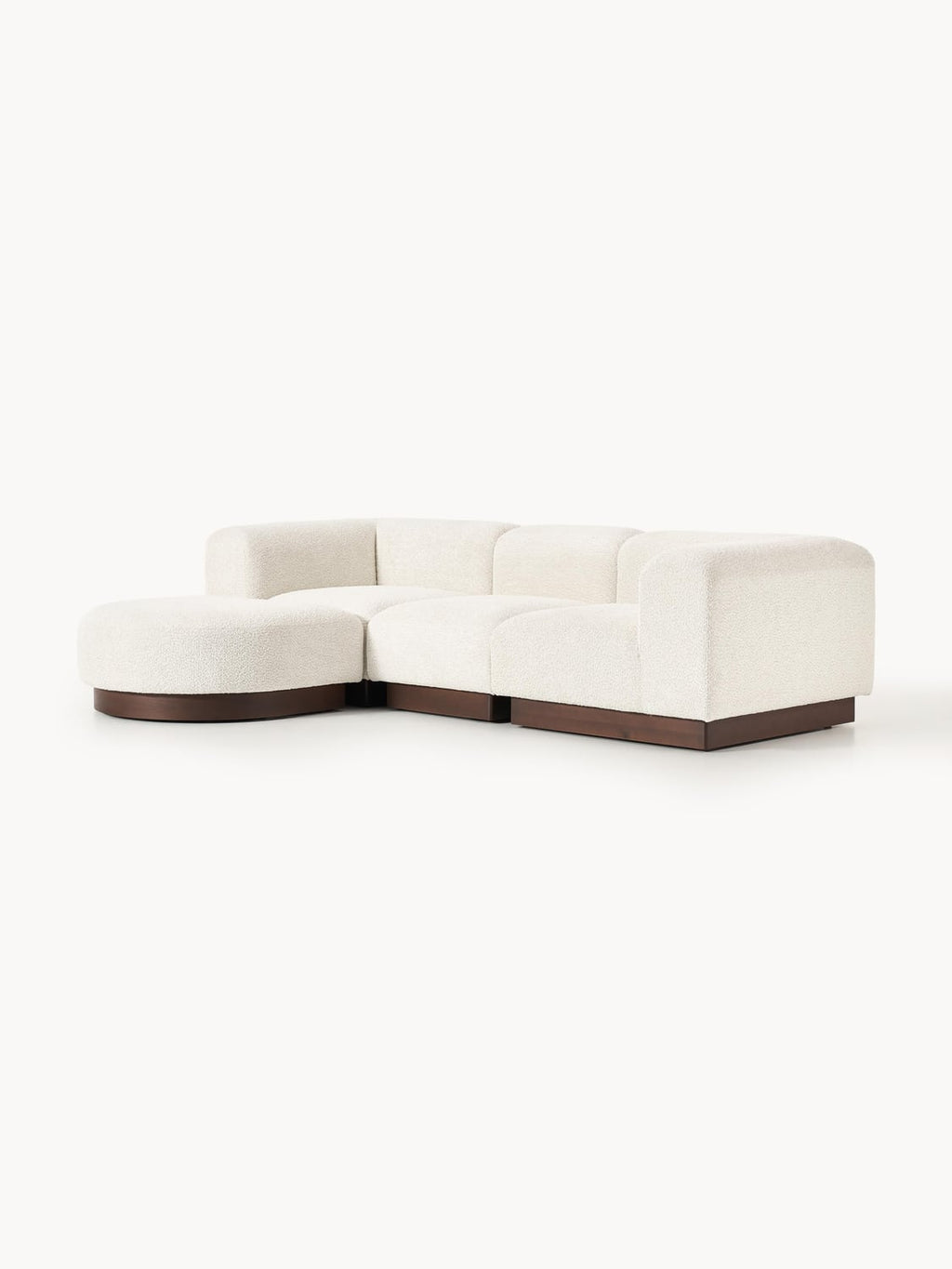Natalie Modular Sofa (3-seater) in Teddy Bouclé with Ottoman (left/right) — Light Grey