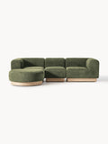 Natalie Modular Sofa (3-seater) in Teddy Bouclé with Ottoman (left/right) — Olive