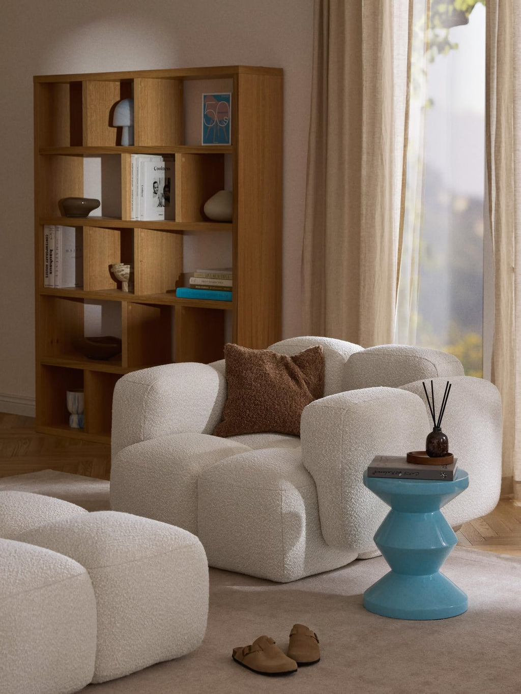 Tayla Lounge Chair in Bouclé — Off-White