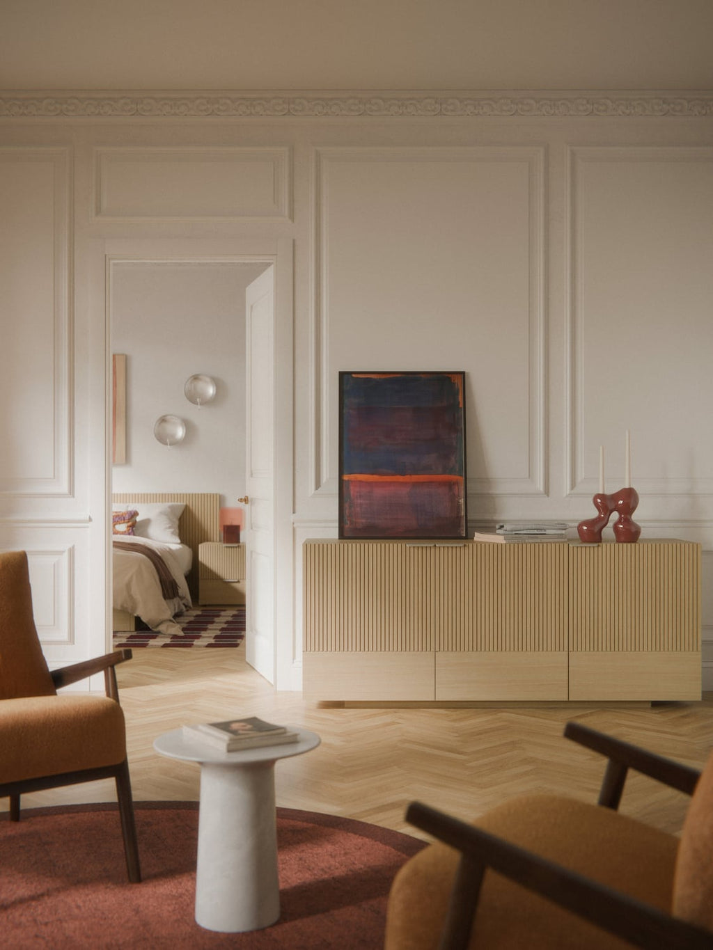 Sato Wooden Sideboard — Warm Grey