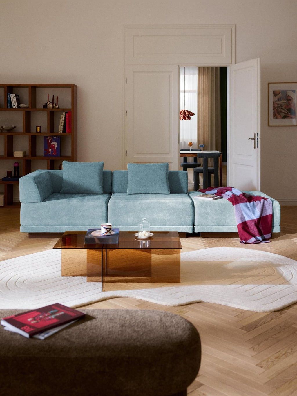 Colin Modular Sofa (4-seater) with Ottoman — Lilac