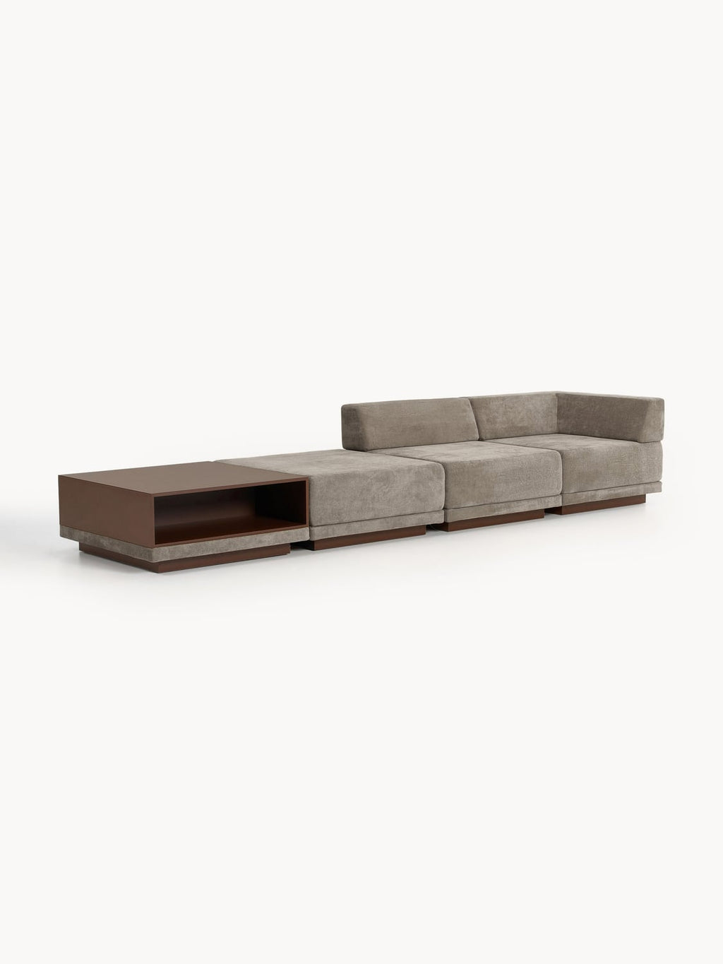 Colin Modular Sofa (4-seater) with Coffee Table & Ottoman — Taupe