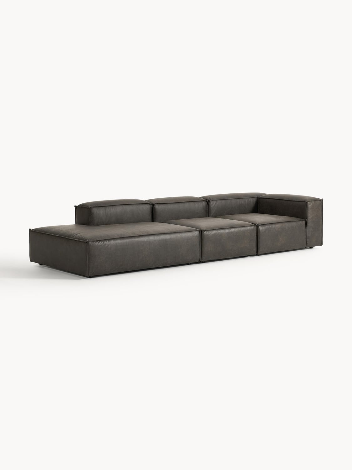 Lennon Modular XL Ottoman in Leather — Dark Grey
